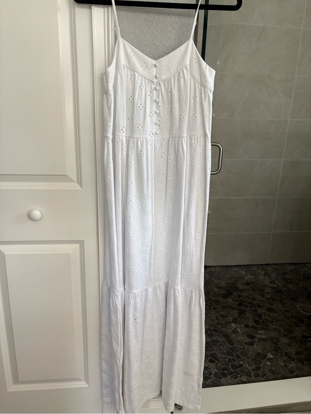 ASOS White Eyelet Spaghetti-Strap Maxi Dress